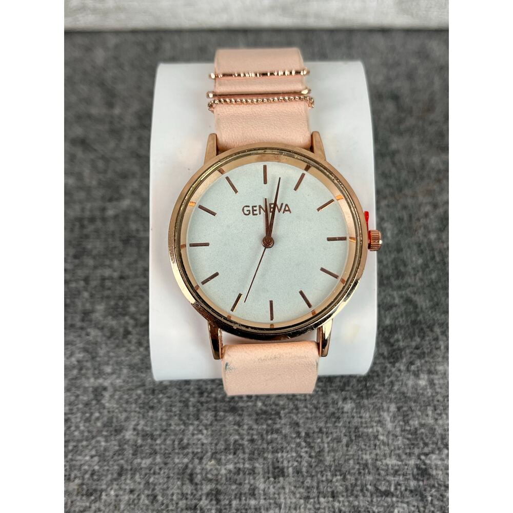 GENEVA WOMEN’S ROSE Gold Quartz Watch 9.5 Inch Elegant Vintage Accessory Gift - Picture 2 of 8